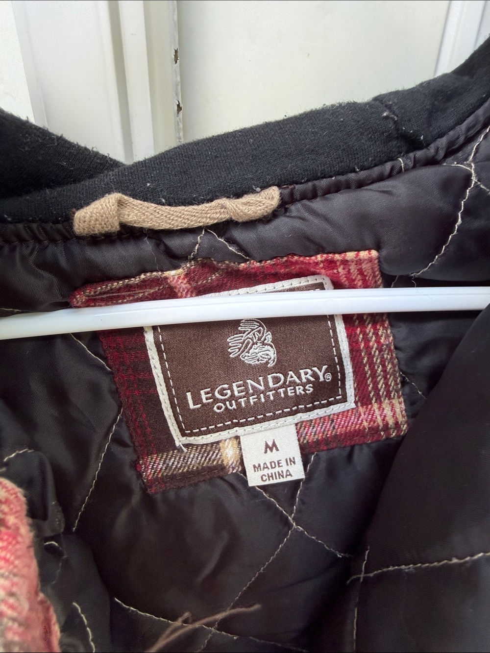 Legendary Outfitters Quilted Jacket - Black with Red Plaid Trim - Picture 2 of 2